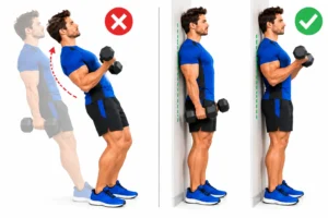 exercice biceps maison : correction de l'élan du buste au curl 
