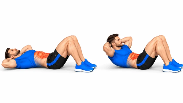 Crunch au sol : position allongée et position de contraction, grand droit de l'abdomen sollicité