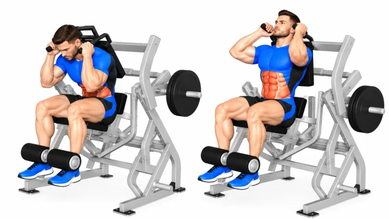 Crunch à la machine : position de départ et position de contraction des abdominaux