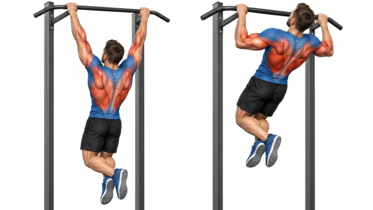 Homme réalisant un rocky pull-up, traction en prise neutre sur poignées parallèles